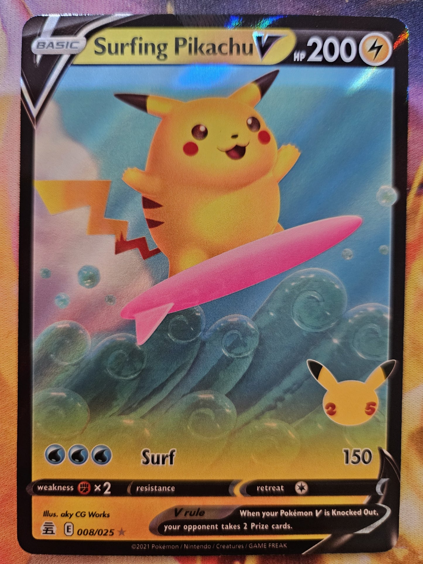 Surfing Pikachu V 008/025